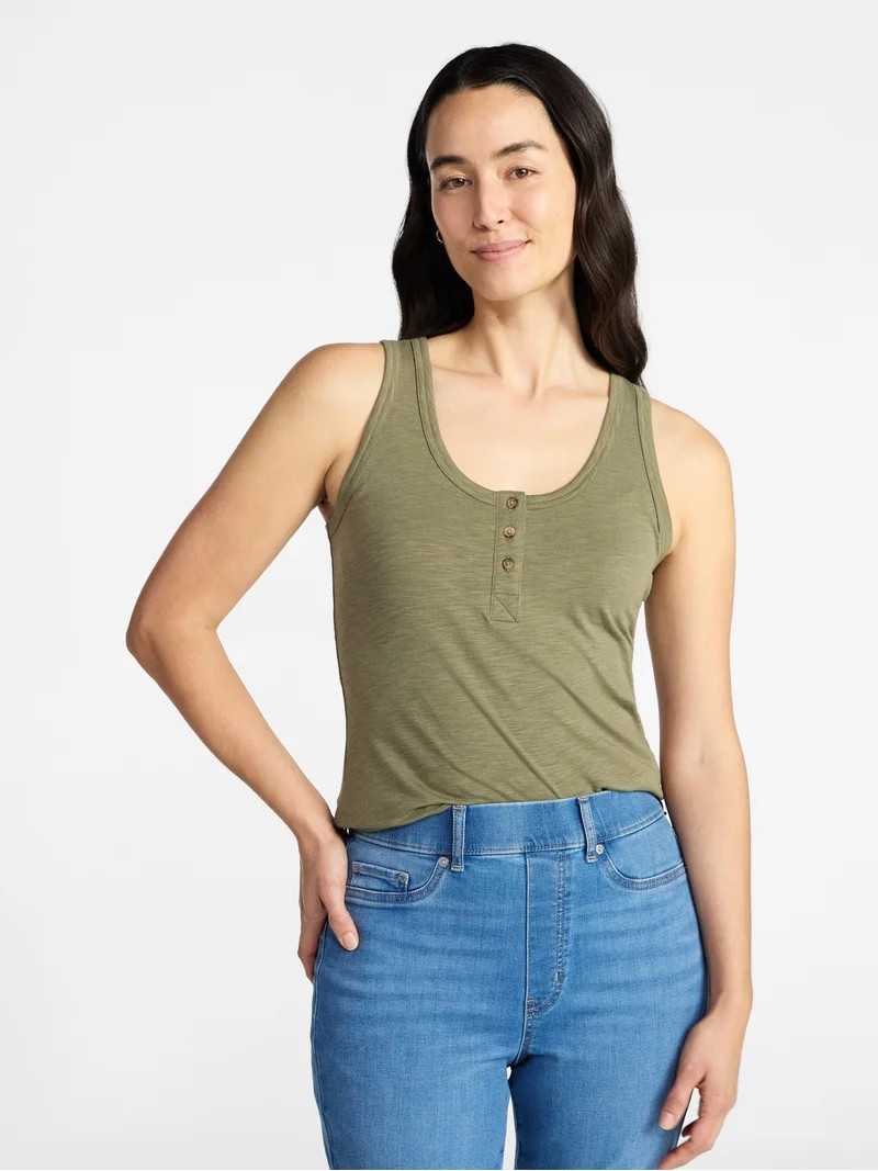 Time and Tru Women’s Slub Henley Tank Top, sizes XS-XXXL | Walmart (US)