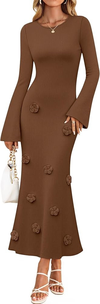ZESICA Winter Wedding Guest Sweater Dresses for Women 2025 Elegant Formal Long Sleeve Cocktail Mi... | Amazon (US)