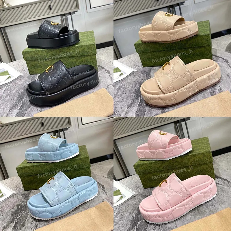 Designer Slippers Women Matelasse Sandals Quilted Learher Slipper Rubber Platform Flip Flops Lett... | DHGate