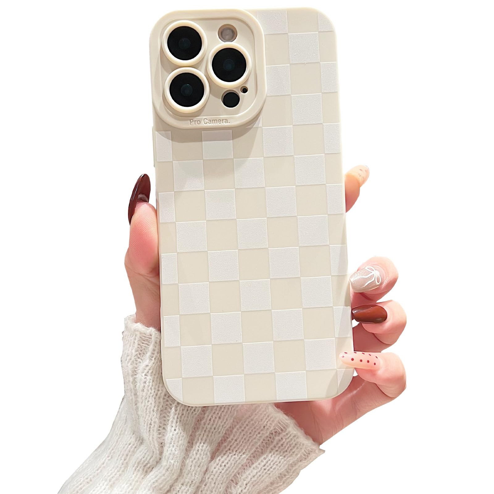 Compatible with iPhone 16 Pro Case Cute Checkered Pattern Design for Girls Women, Soft Silicone S... | Amazon (US)