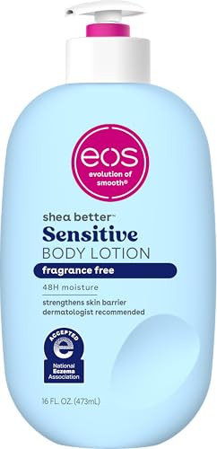 eos Shea Better Sensitive Skin Body Lotion, 48-Hour Moisture Skin Care, For Dry Skin, Fragrance Free Body Lotion, Eczema Lotion, Vegan, 16 fl oz (Packaging may vary) | Amazon (US)