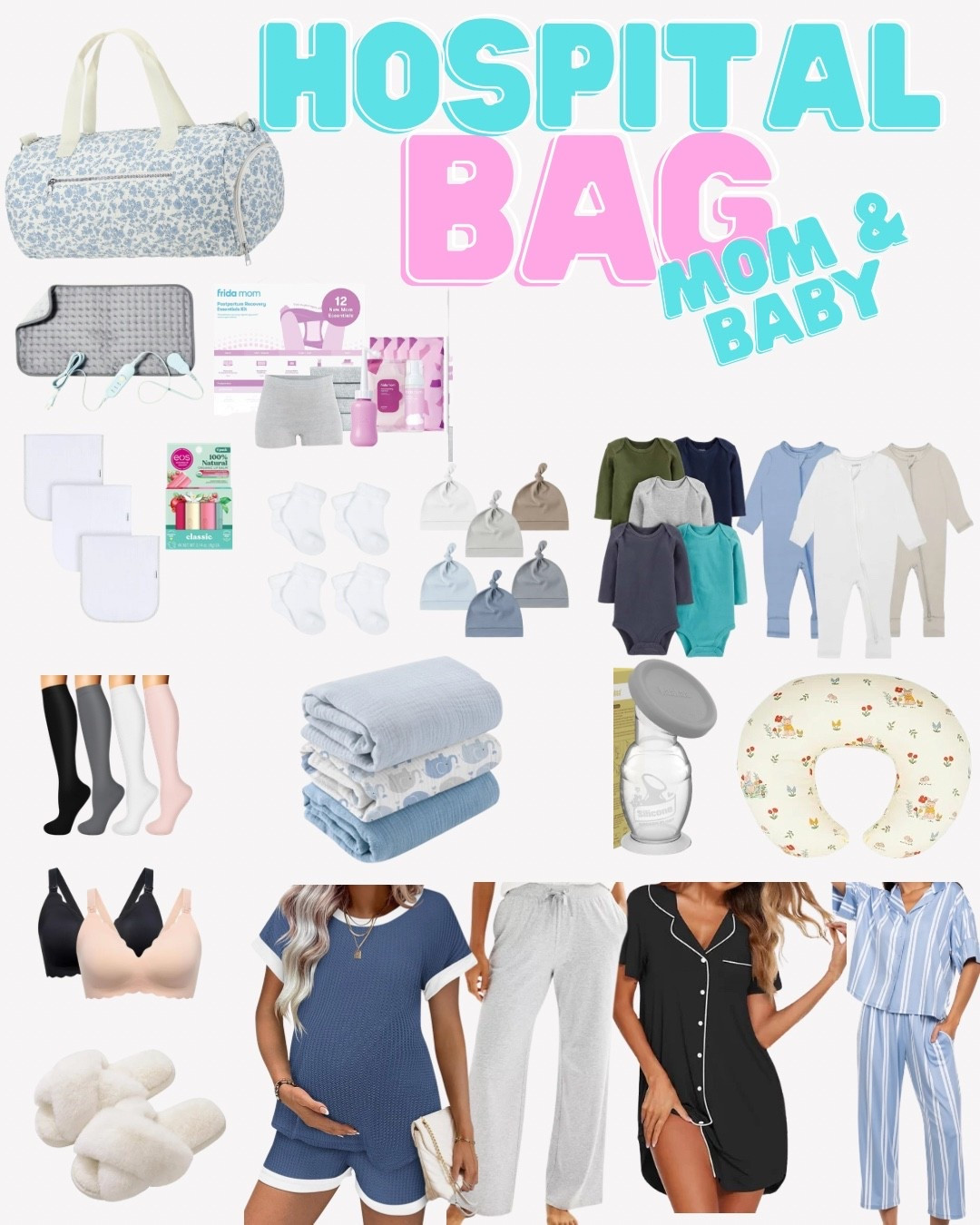 Hospital bag is finally ready! So happy I got a heating pad this time around. Contractions are sooo bad after labor when you breastfeed 

#hospitalbag #baby #breastfeeding #postpartum

#LTKBump #LTKmomlife #LTKBeauty
