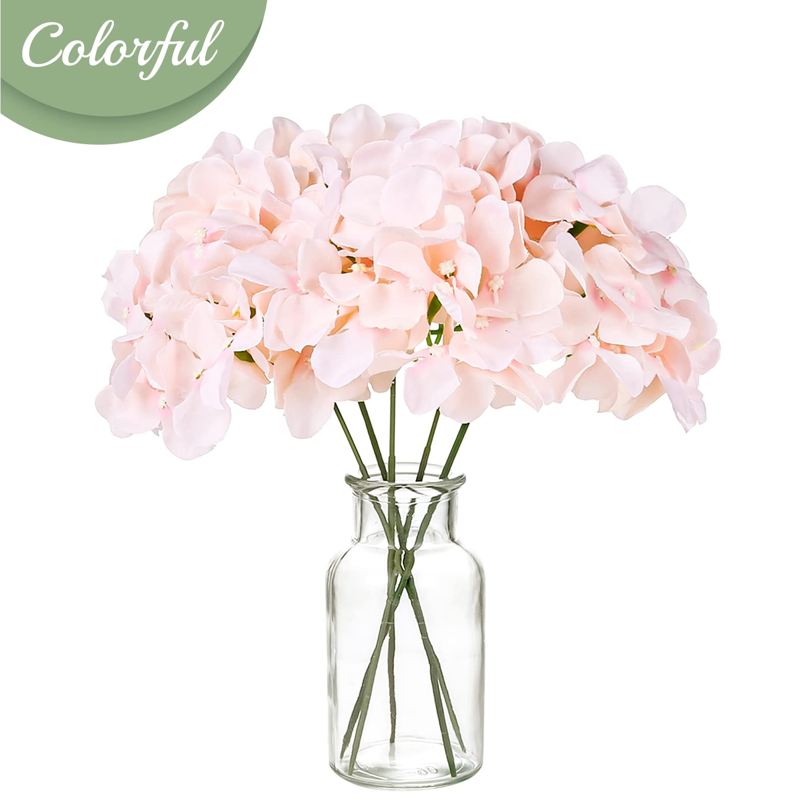 Auihiay 64pcs Hydrangea Artificial Flowers, Silk Hydrangea Heads with Stems, Pink Hydrangea Flowe... | Amazon (US)