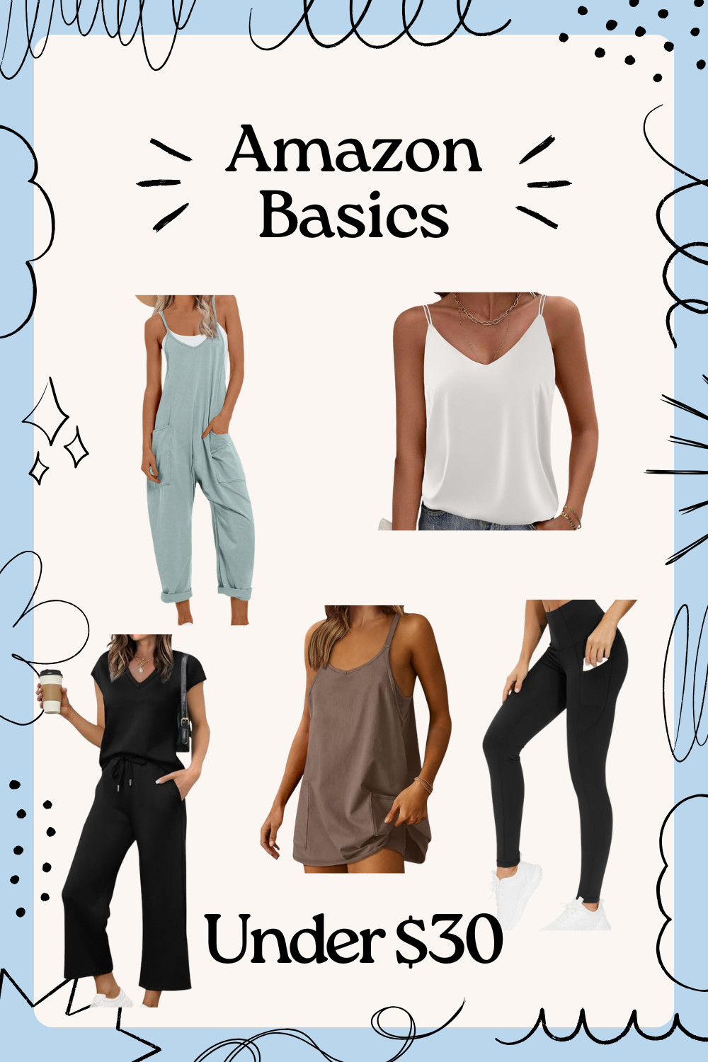 Amazon basics under $30 that are cute, comfy, and actually easy to wear on repeat 🤍 These are the kind of everyday pieces I love for errands, travel days, lounging, coffee runs, and casual mom life. Simple, flattering, and budget-friendly without feeling boring. Linking all my favorites here! #comfy #outfits #basics 

 #LTKootd #LTKmomlife