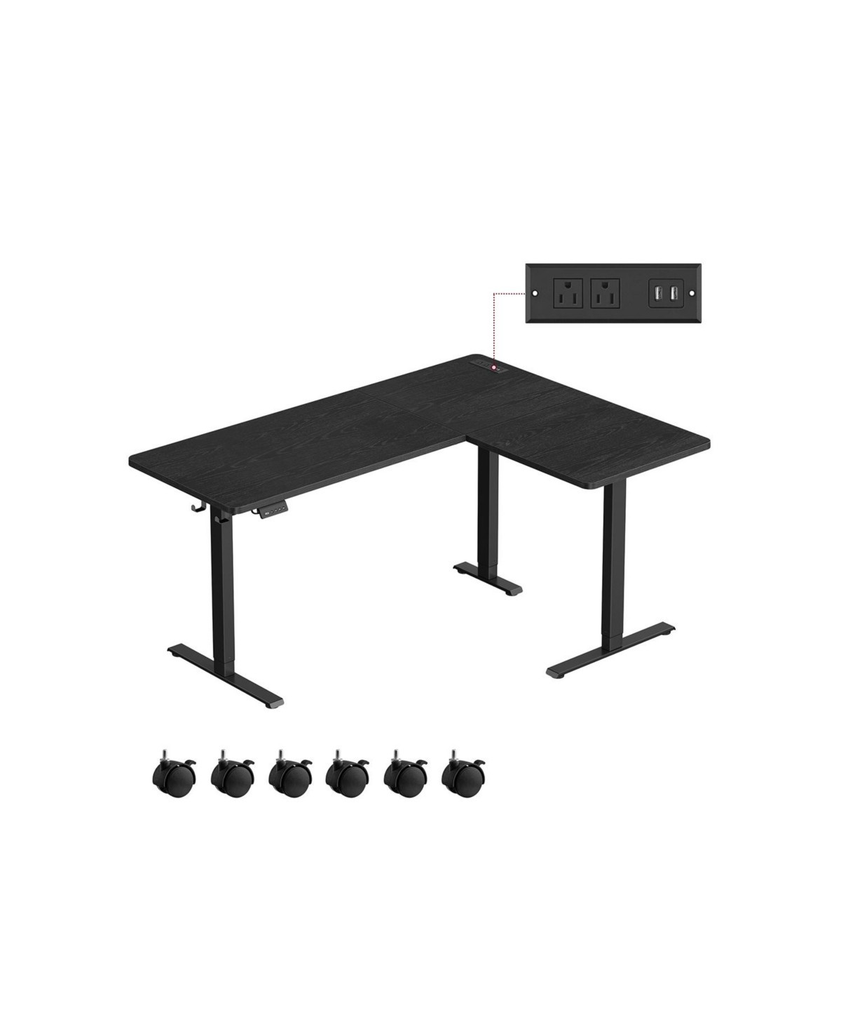 Slickblue L-Shaped Electric Standing Desk – Height Adjustable Corner Desk with Power Outlets, Memory Function, Easy Assembly for Home Office & | Macy's