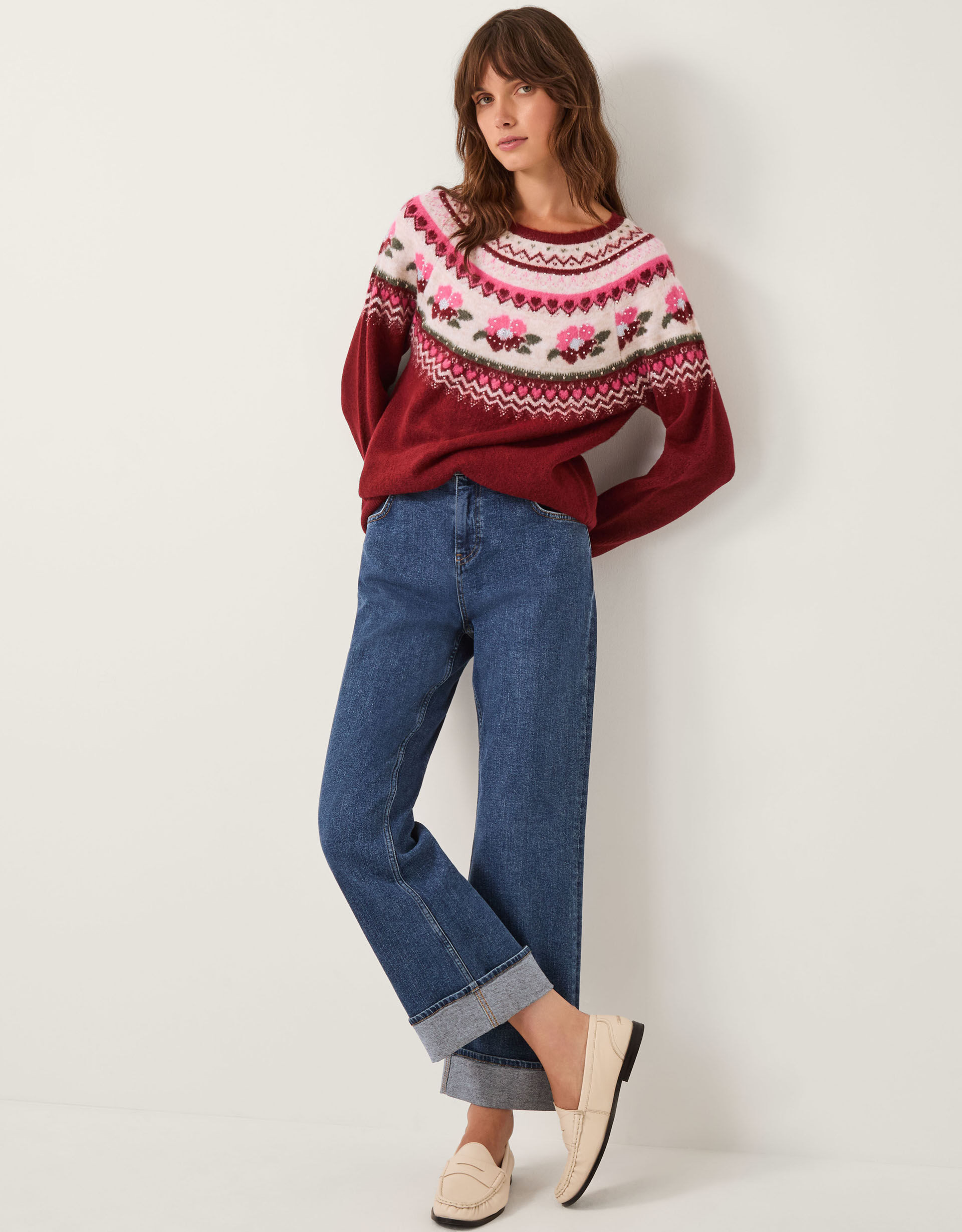 Penny Embellished Fair Isle Jumper Red | Monsoon (UK)