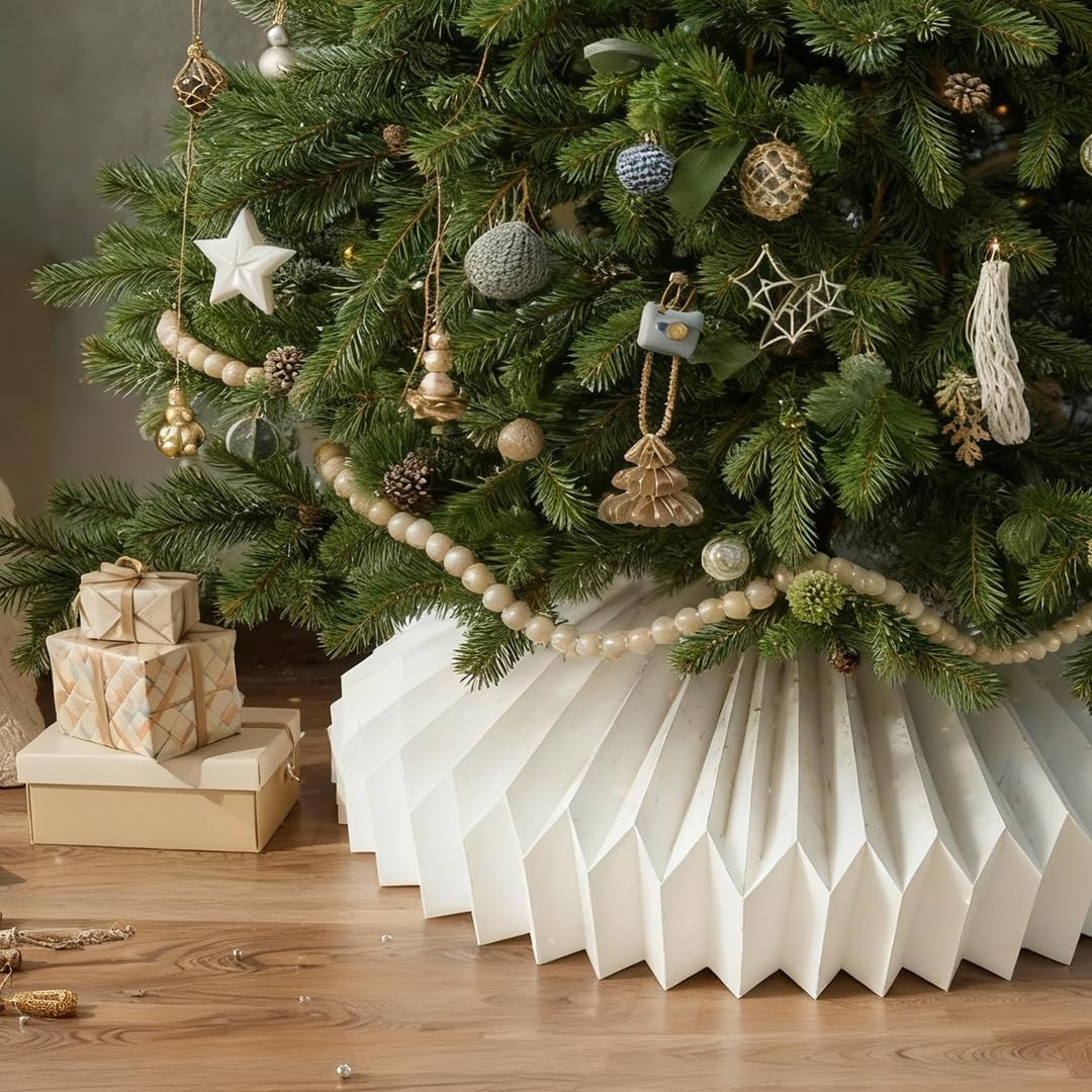 Honeycomb Christmas Tree Collar White Foldable Paper Base Cover Decoration | Amazon (US)