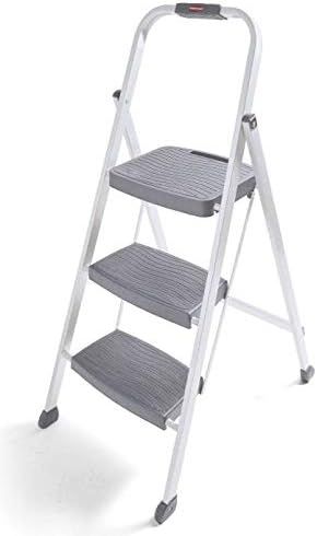 Rubbermaid RM-3W-2W Steel Frame 3-step Folding Step-stool with Hand Grip and Plastic Steps, 250-poun | Amazon (US)