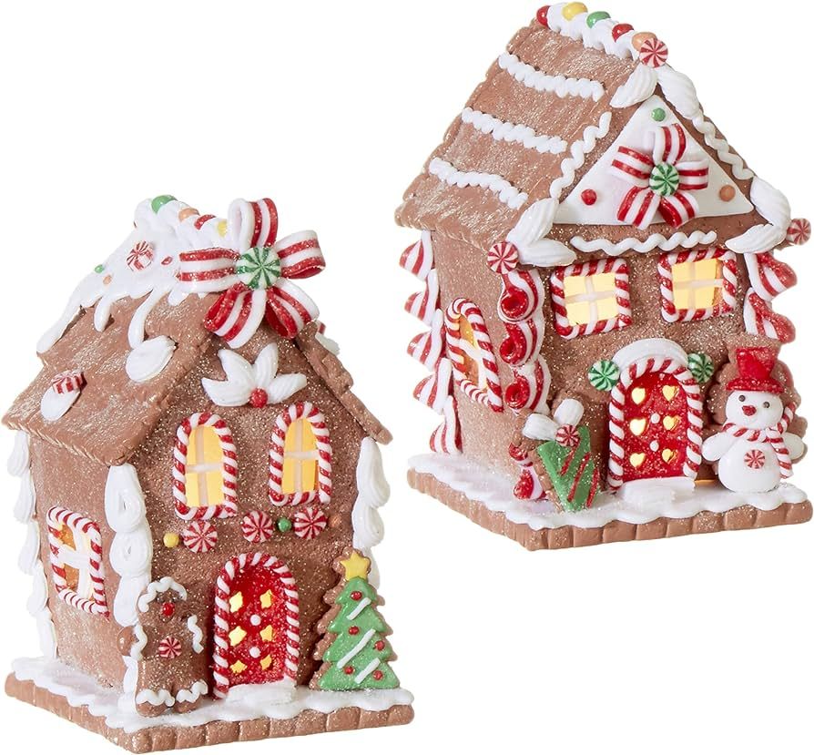 RAZ Imports Set of Two - 5.5" LED Lighted Gingerbread House - Christmas Village 3916189 | Amazon (US)