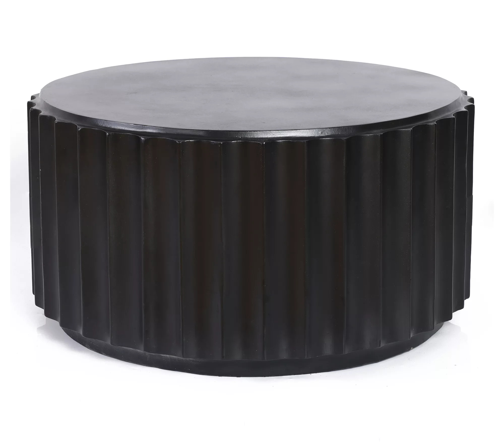 LuxenHome Black Cement Round Coffee Table | QVC