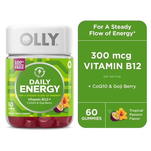 OLLY Daily Energy Gummy Supplement with CoQ10 & B12, Caffeine Free, Tropical, 60 Ct | Walmart (US)