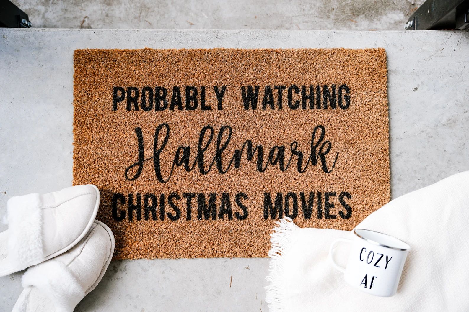 Probably Watching Hallmark Christmas Movies Welcome Door Mat - Etsy | Etsy (US)