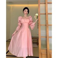 Pink Fairy Dress With Bow, Vintage Dress, Long Sleeve Cottagecore Handmade Holiday Women, Christmas  | Etsy (US)