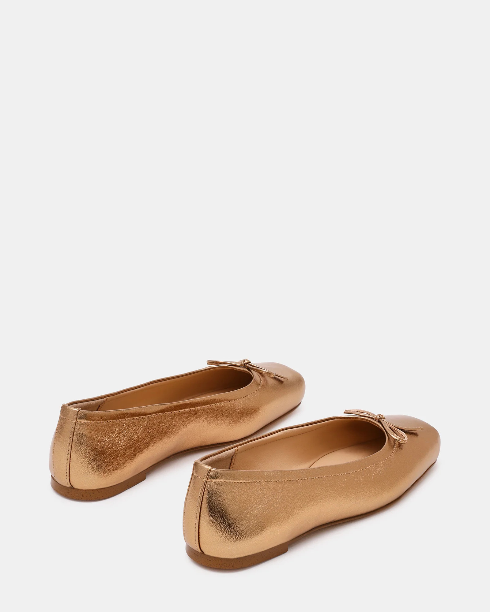 ELEVE Bronze Leather Ballet Square-Toe Women's Flat | Steve Madden (US)