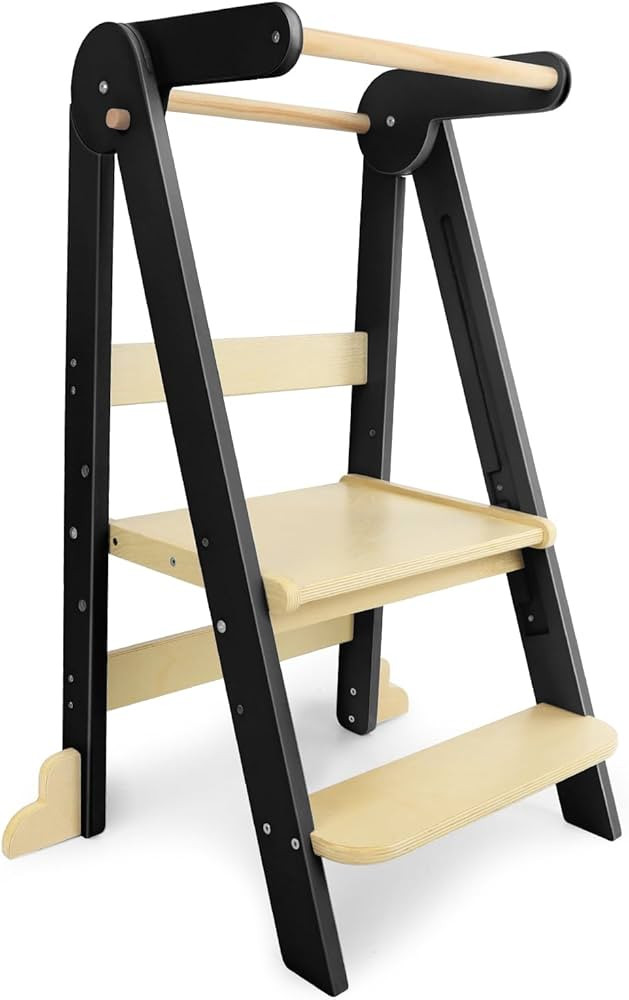 Foldable Toddler Kitchen Stools, Kitchen Stool Helper, Standing Tower with 3 Adjustable Height, S... | Amazon (US)