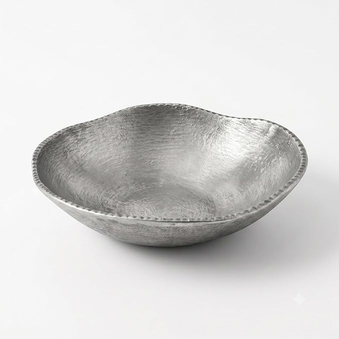 ANDALUCA Rustic Silver Decorative Cast Metal Round Bowl 10 inch (Silver) | Amazon (US)