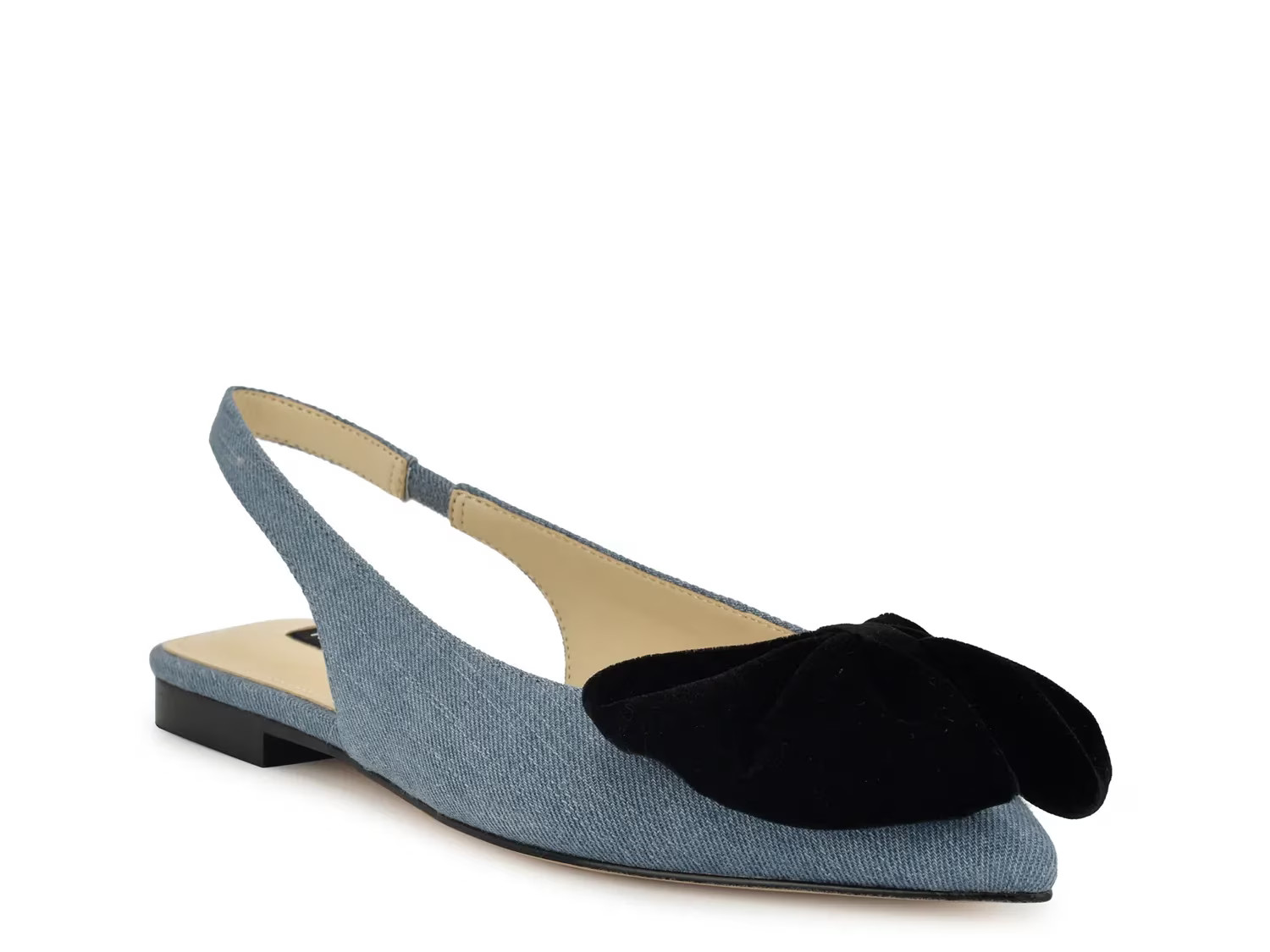 Nine West Junnie Flat | Women's | Blue Denim Fabric | Size 8.5 | Flats | Slingback | DSW