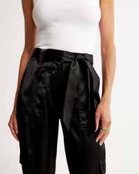Belted Baggy Satin Cargo Pant | Abercrombie & Fitch (US)