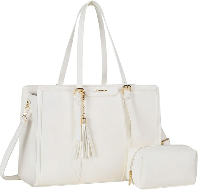 LOVEVOOK Laptop Bag for Women 15.6 inch Lightweight Leather Laptop Tote Bag, Large Capacity Compu... | Amazon (US)