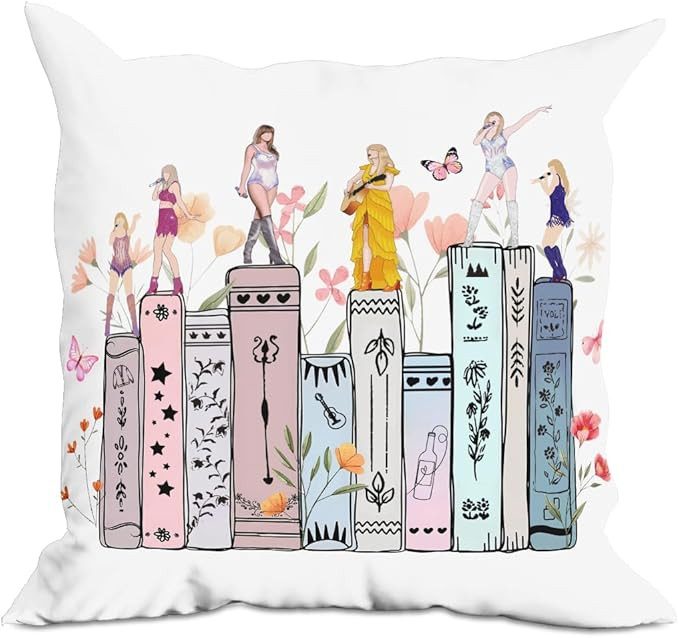 Inspired Music Love Gift Pillow Covers Book Lovers Gifts Decor, Female Musician Artist Fans Pillo... | Amazon (US)