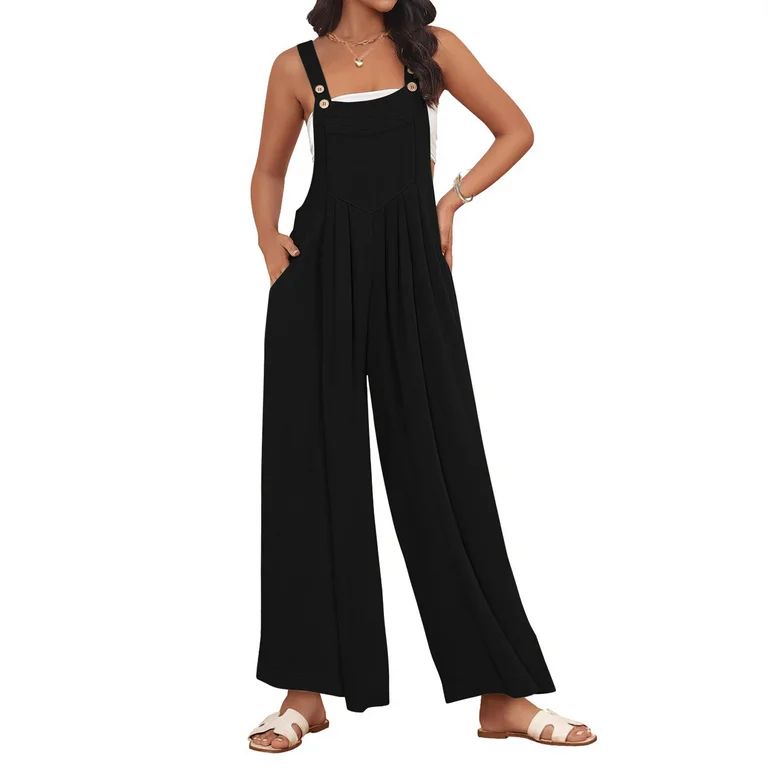 Fantaslook Wide Leg Jumpsuits for Women Casual Overalls Summer Rompers Jumpers Loose Sleeveless S... | Walmart (US)