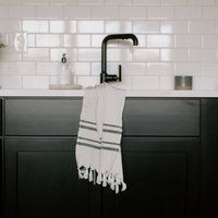 Haley Two Stripe Turkish Cotton + Bamboo Hand Towel | Kitchen Fringed Tea Absorbent Dish Bathroom Gu | Etsy (US)