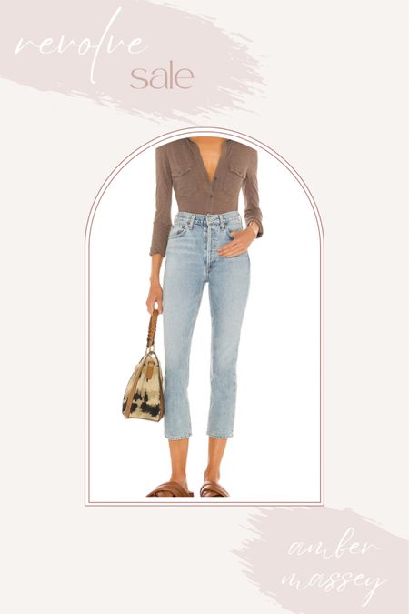 Date Night Outfit Idea from Revolve. Cute cropped denim with a light brown button down top. Change out to sneakers and wear for a day of running errands.

#LTKSale #LTKstyletip #LTKsalealert