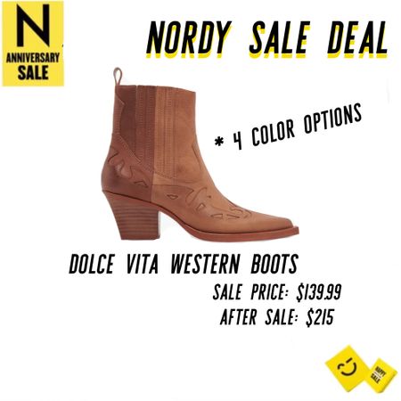 Dolce Vita Western Style Boots are still in stock and a fashion must have for autumn winter wardrobe. These western boots come in 4 color options and are with a flattering heel height and cut to give a edgy yet comfortable look. Western style boots, cognac color boots, leather boot sale, dolce vita sale, cowboy boots, ankle boots, ankle western boots, nordstrom shoe sale, nordstrom anniversary sale 

#LTKxNSale #LTKshoecrush #LTKunder100