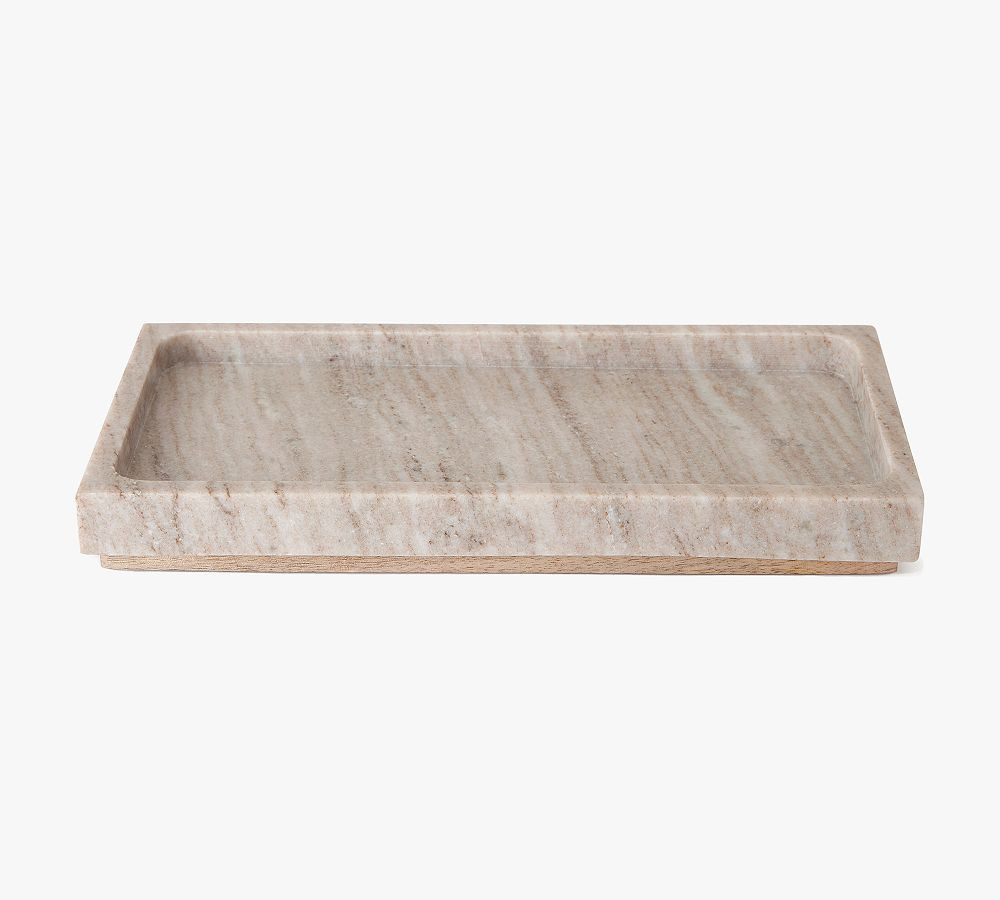 Aude Marble & Wood Tray, Beige | Pottery Barn (US)