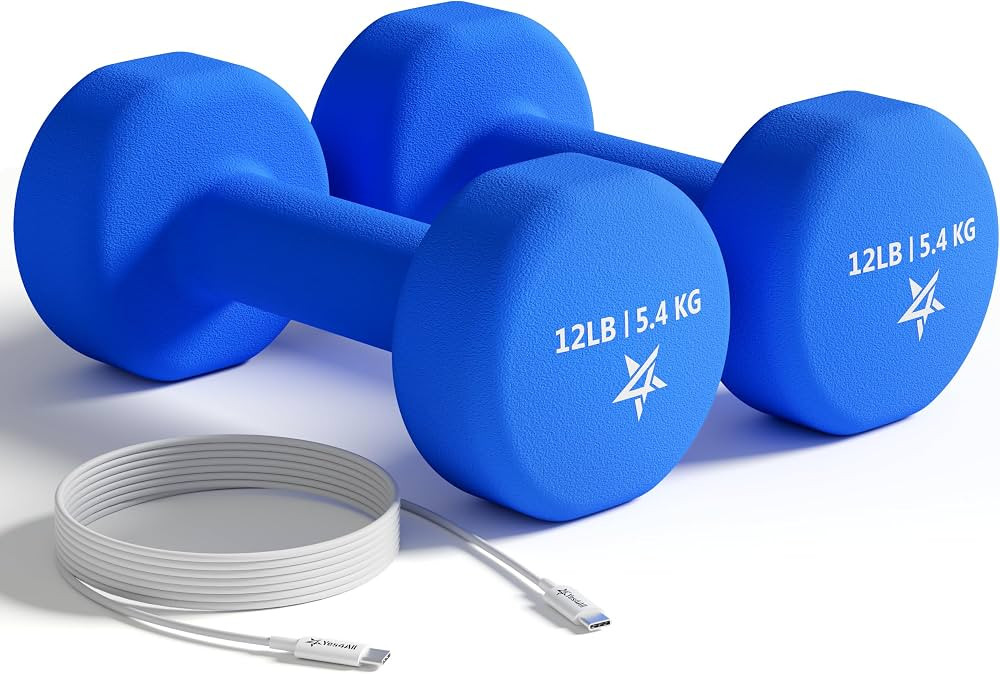 Yes4All Neoprene Dumbbells, Pairs and Sets with Rack for Home Workouts | Amazon (US)