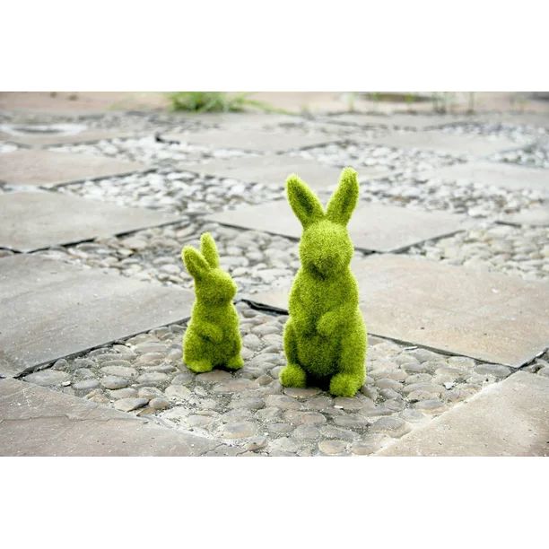 Easter Decor Moss Bunny Artificial Flocked Rabbit Garden Ornament | Walmart (US)