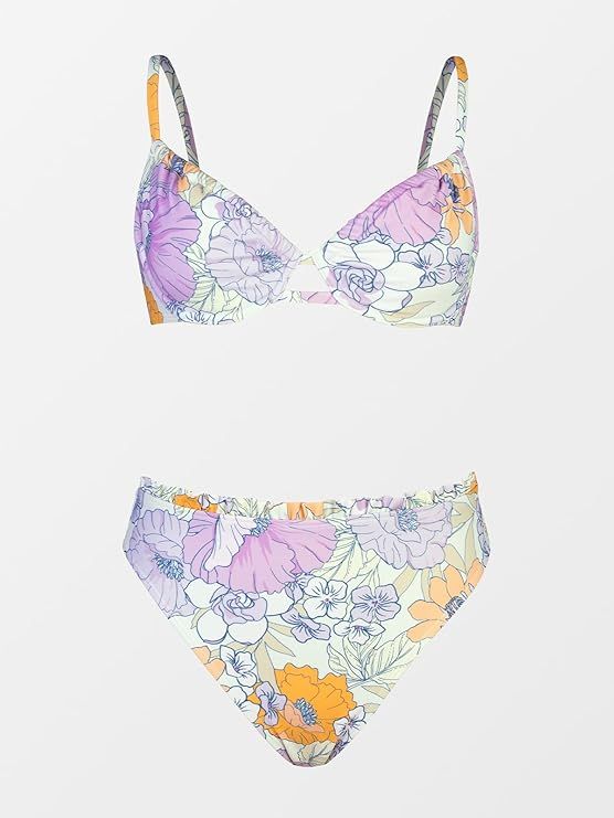 CUPSHE Women Swimsuit Bikini Set High Waisted Push Up Cheeky Drawstring Two Piece Bathing Suit | Amazon (US)