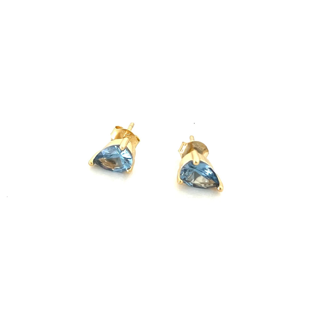 Blue Topaz Pear Shaped Gold Stud Earrings | Etsy (NL)