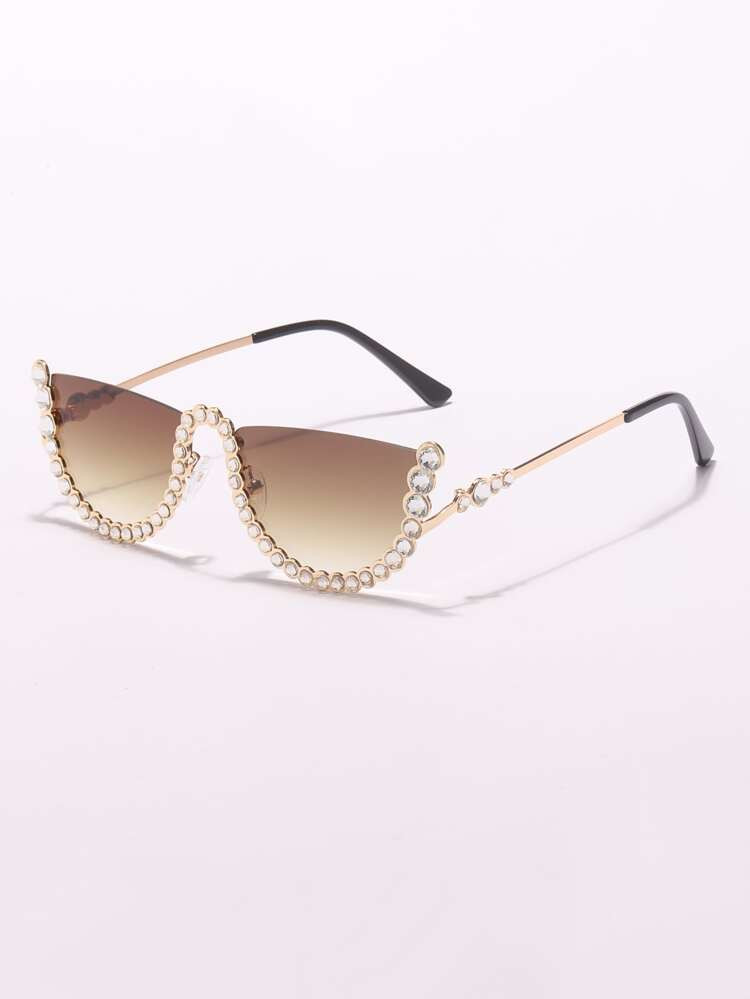 Rhinestone Decor Ombre Lens Fashion Glasses | SHEIN