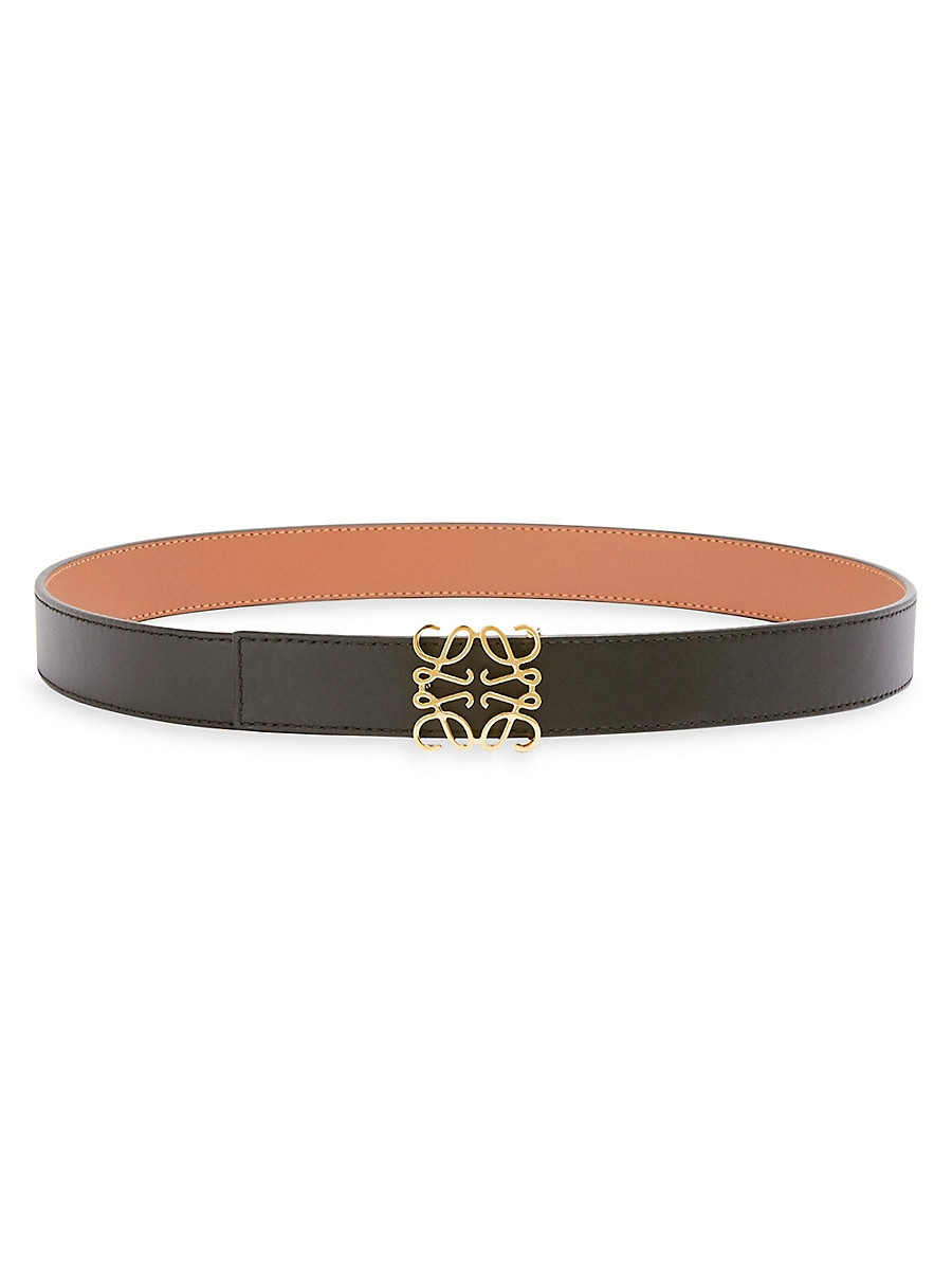 Women's Reversible Anagram Leather Belt - Tan Black - Size XXS | Saks Fifth Avenue