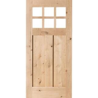 Krosswood Doors 36 in. x 80 in. Craftsman 2-Panel 6-Lite Clear Low-E Knotty Alder Unfinished Wood... | The Home Depot