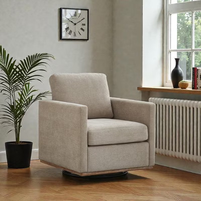 Mshliw Square Swivel Accent Chair with Chenille Upholstery, Thick Seat Cushion, Single Sofa, Removable Back Pillow and 360° Rotation for Living Room | Target