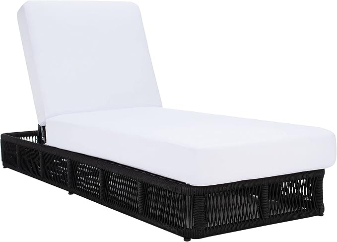 SAFAVIEH Outdoor Collection Gillian Black Rope/White Cushion Chaise Lounge Chair (PAT7527B) | Amazon (US)