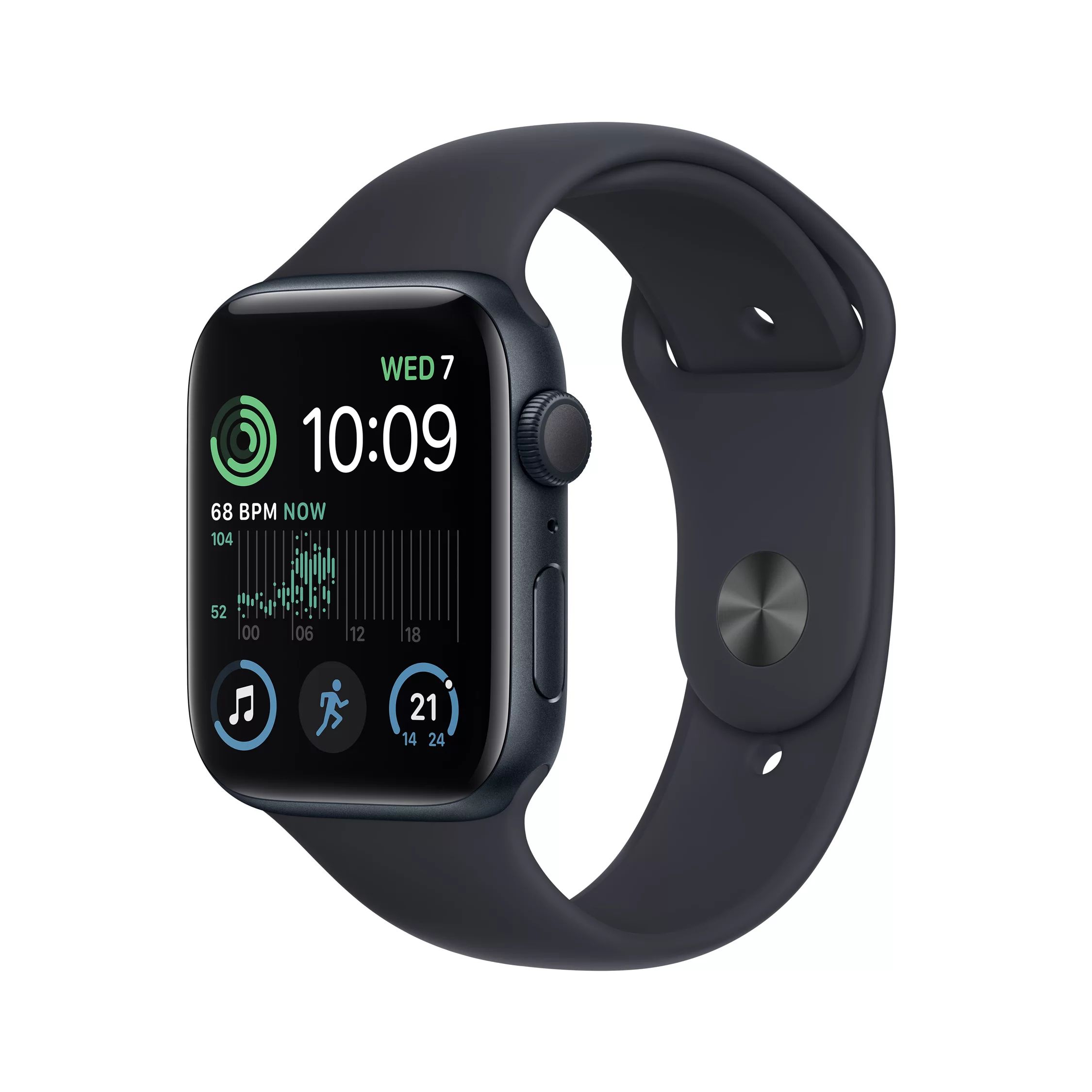 2022 Apple Watch SE (2nd Generation) GPS, 44mm Midnight Aluminium Case with Midnight Sport Band -... | John Lewis (UK)