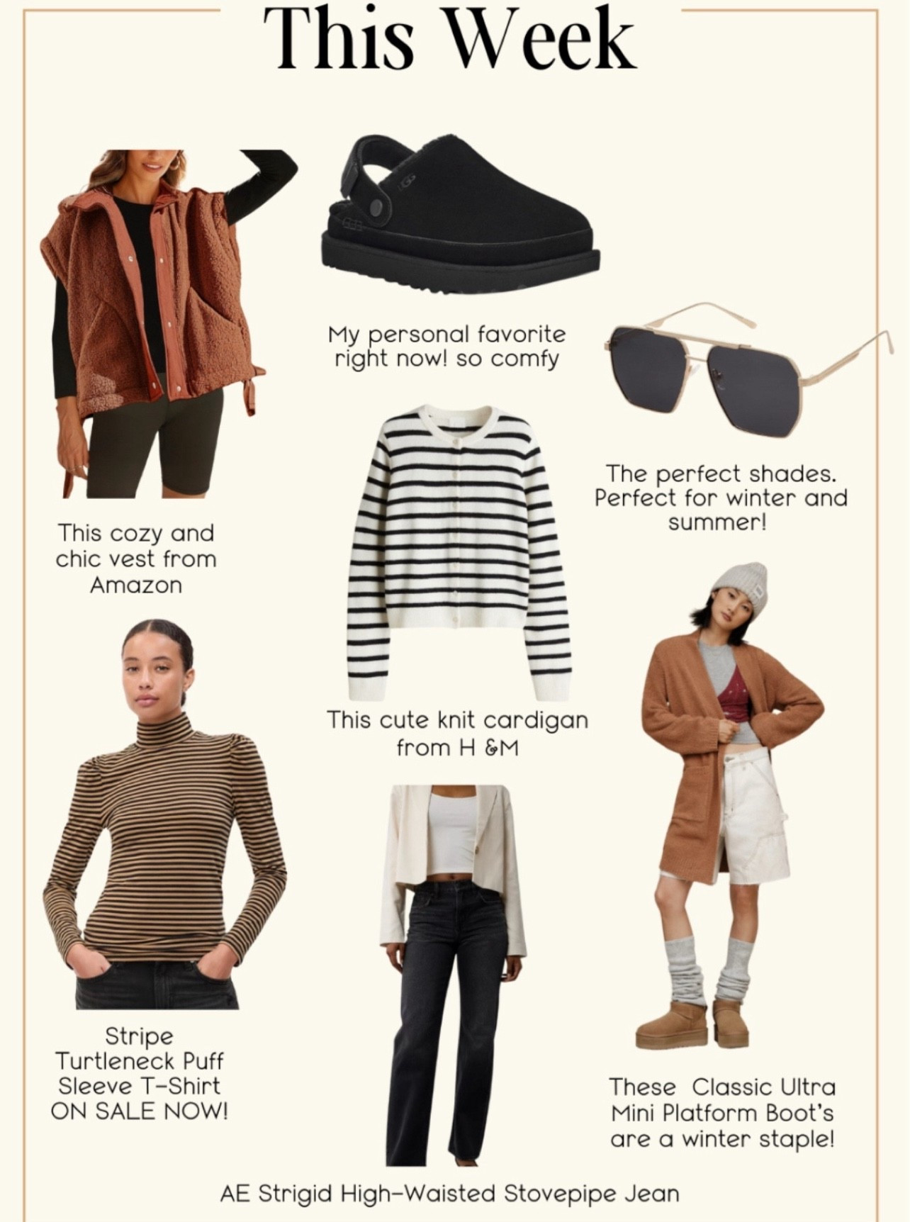 My fall favorites 
Favorite fall vest
Sweaters 
Turtle necks and jeans 
All my favorites 