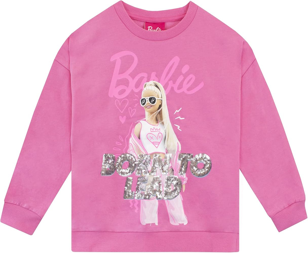 Barbie Girls' Sequined Sweatshirt Kids Long Sleeve Sweater | Amazon (US)