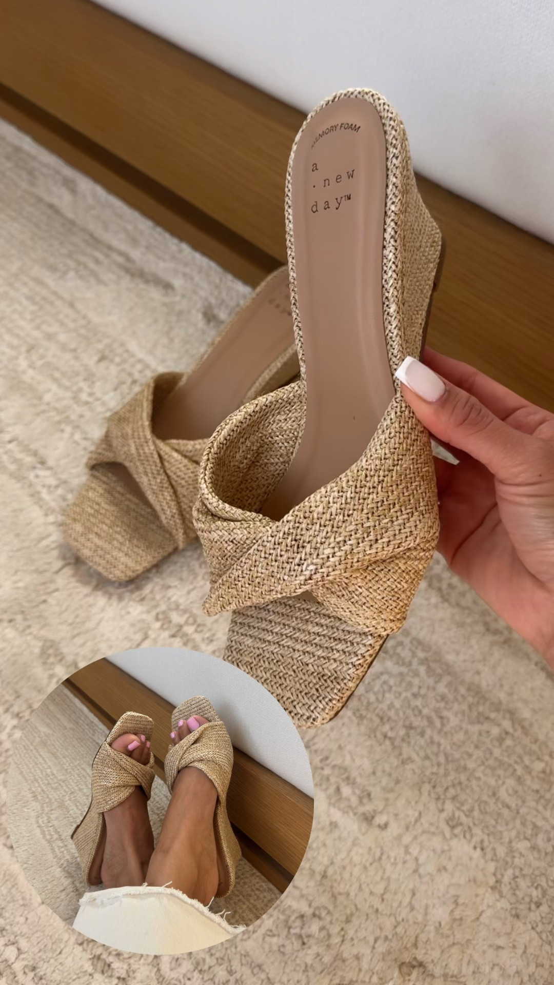 $45 raffia wedges!! comfy so far out of the box / I sized up 1/2 size