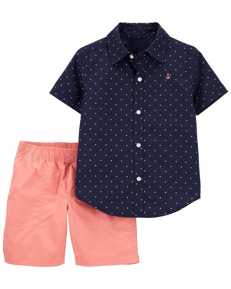 2-Piece Button-Front Shirt & Short Set | Carter's