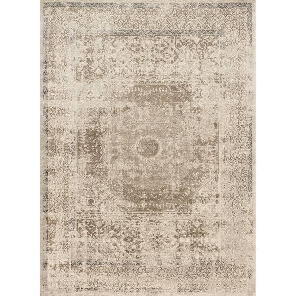 Alexander Home Kendrick Medallion Oriental Distressed Rug - 6'7 x 9'2 - Taupe / Sand | Bed Bath & Beyond