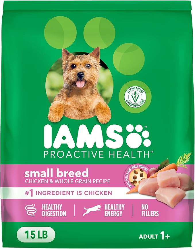 IAMS Proactive Health Dry Dog Food for Small Breeds, Adult Dog Food Dry Recipe, 15 lb. Bag | Amazon (US)