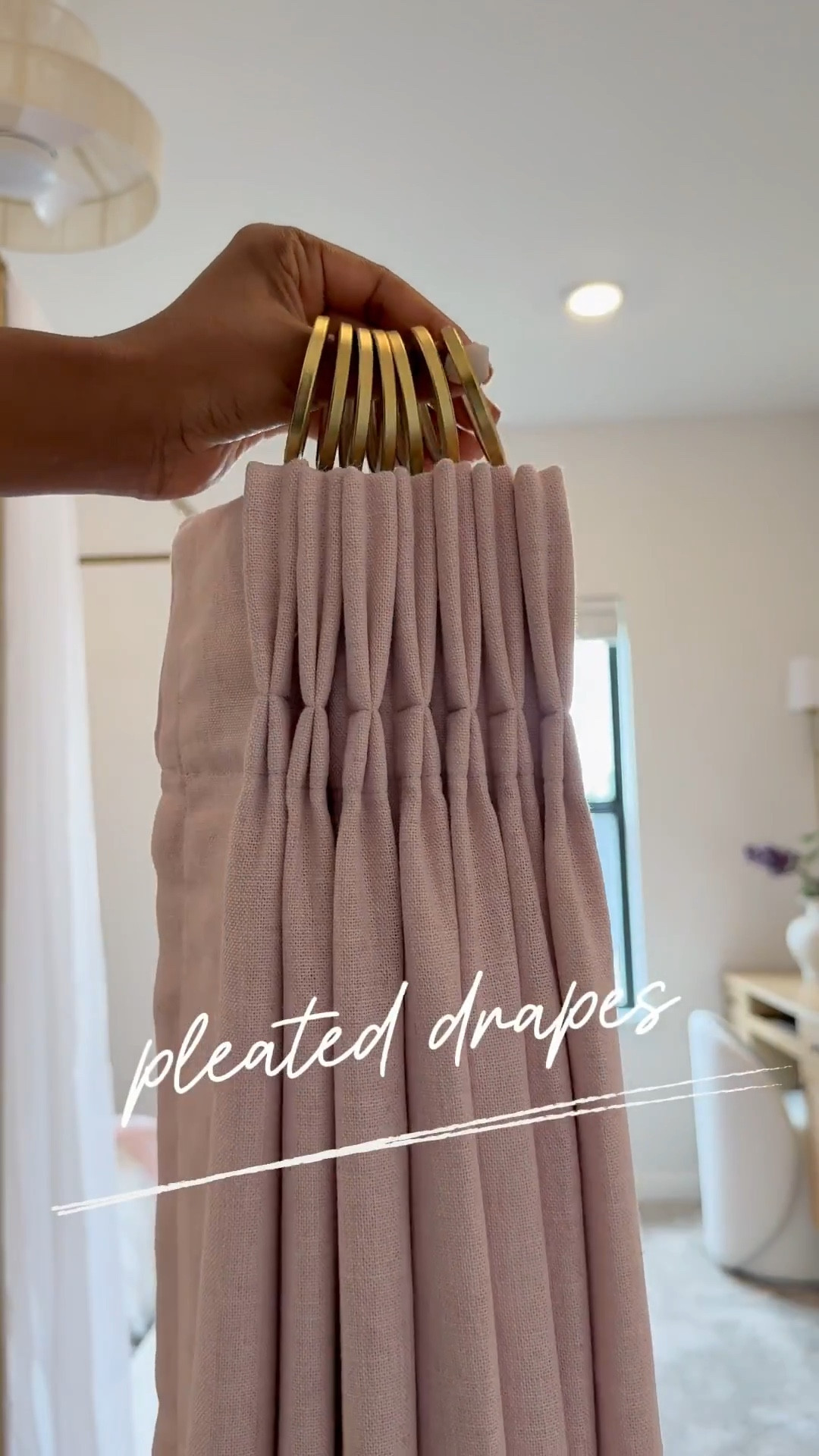 I finally got around to doing my daughter Michelle's room, and I'm absolutely in love with how her drapes turned out 👌🏾…..I've also got the same drapes in our guest room and great room.

Like many of you, I received a hefty quote for drapes a few years ago - 10K to be exact…..and that was just for three windows. 😅 I mean, who doesn't love the look of custom drapes? I particularly love the pinch pleat - it's my favorite. 😍 

One thing to keep in mind with this system is that you'll need to account for roughly 6 inches of slack. 🤎 So if your ceiling height is 108 inches, you'll need to order 102-inch drapes if you want to hang the rod at the very top and have the drapes "kiss" the floor. Thanks to hubby for helping me figure out precision & measurements. Shop now and  transform your home.#LTKStyleTip 

#LTKSaleAlert #LTKHome