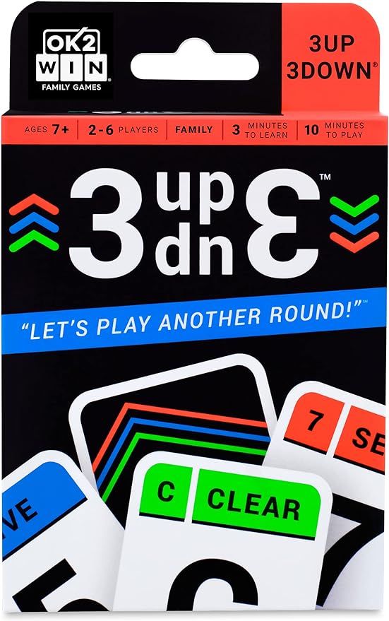 3UP 3DOWN Card Game for Families, Kids, Teens, Adults, 2-6 Players per Deck, Stocking Stuffer | Amazon (US)