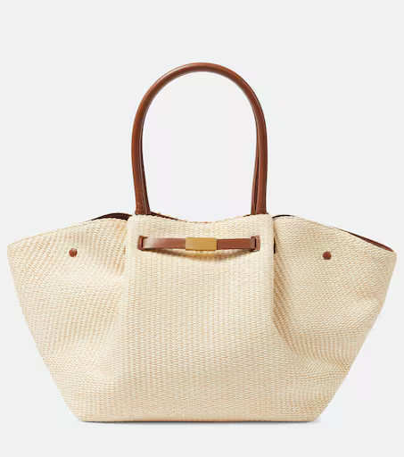 New York leather-trimmed raffia tote bag | Mytheresa (US/CA)