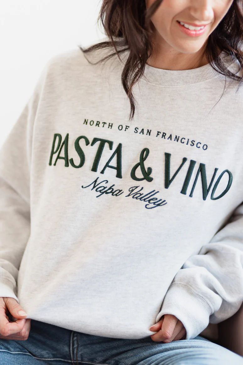 1897 Active Pasta & Vino Napa Valley Sweatshirt for Women in Grey | Glik's