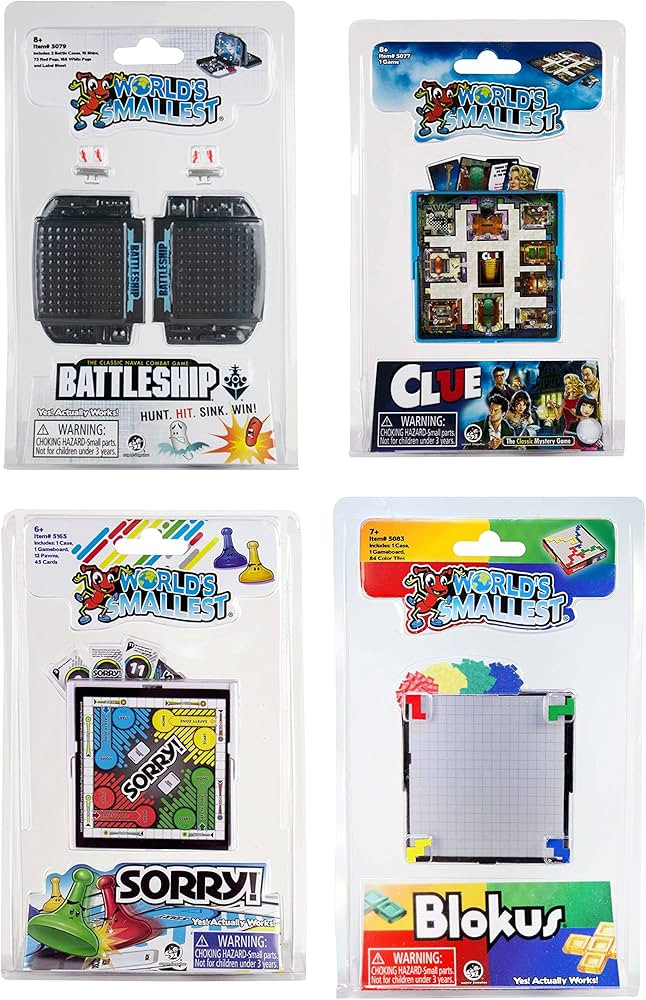 Worlds Smallest Board Games Set of 4 - Clue, Sorry, Battleship, Blokus (Bundle) | Amazon (US)